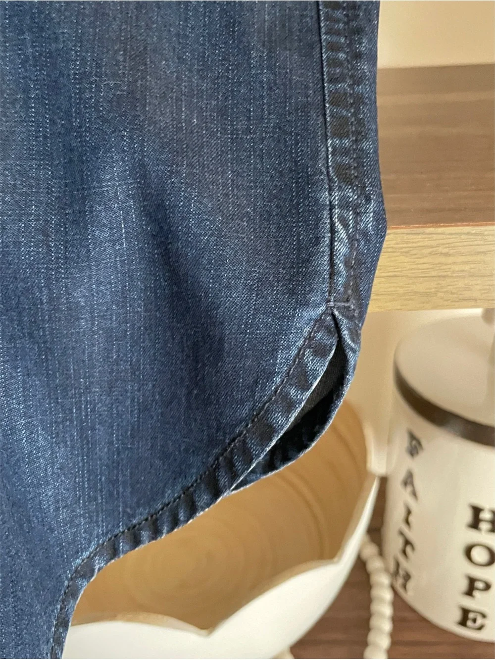 Eileen Fisher Sleeveless Button-Front Denim Tunic Dress, Size Medium - Picture 7 of 12